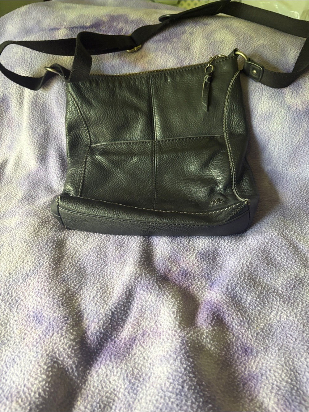 The Sak Black Leather Crossbody Bag with Adjustable Strap